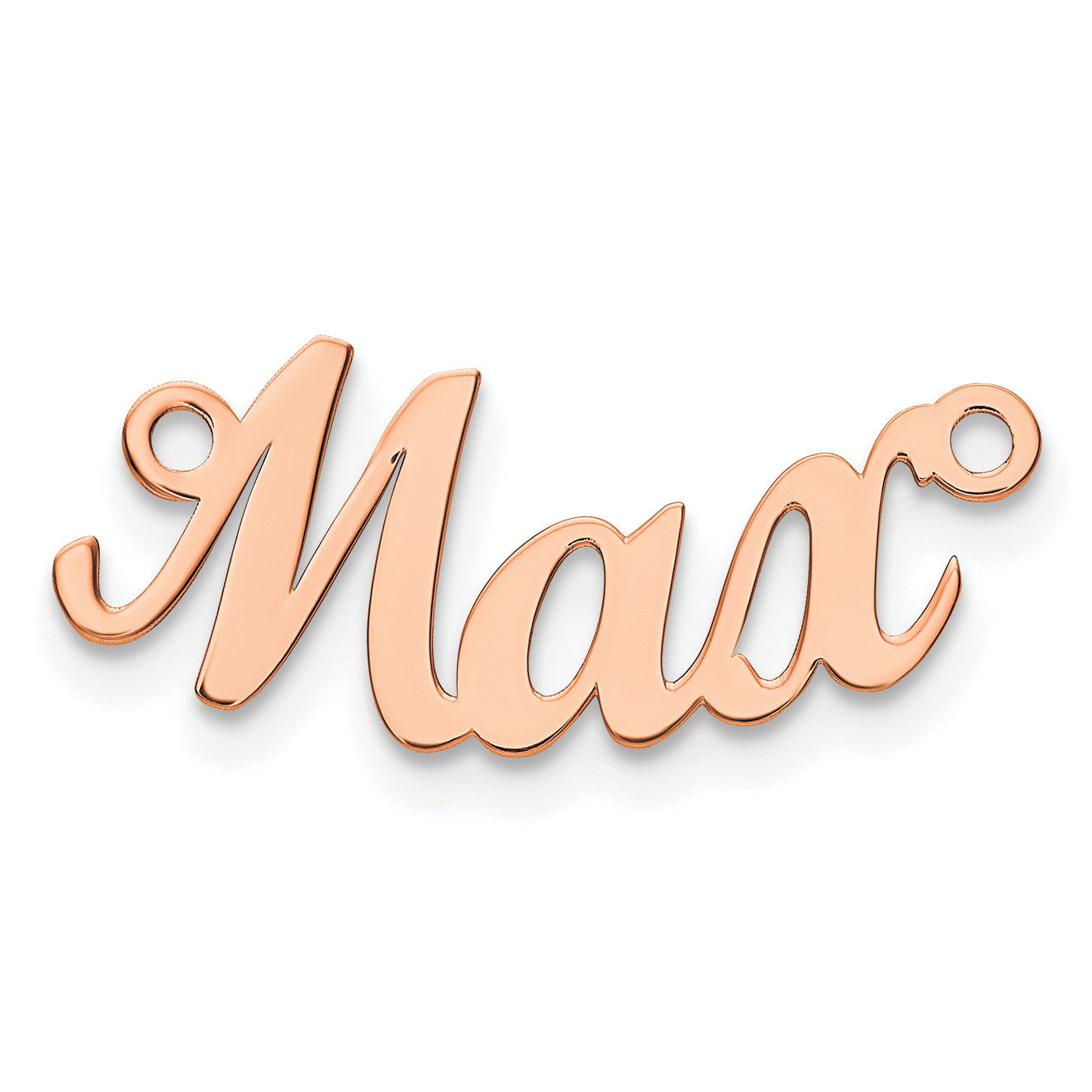 Sterling Silver Rose Gold plated Polished Curved Script MT Font Name Plate