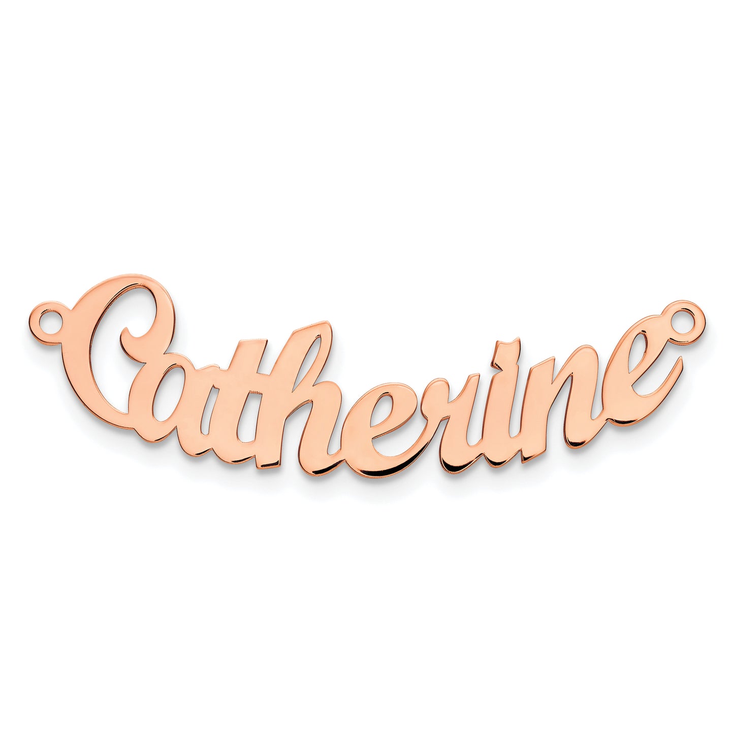 Sterling Silver Rose Gold plated Polished Curved Script MT Font Name Plate
