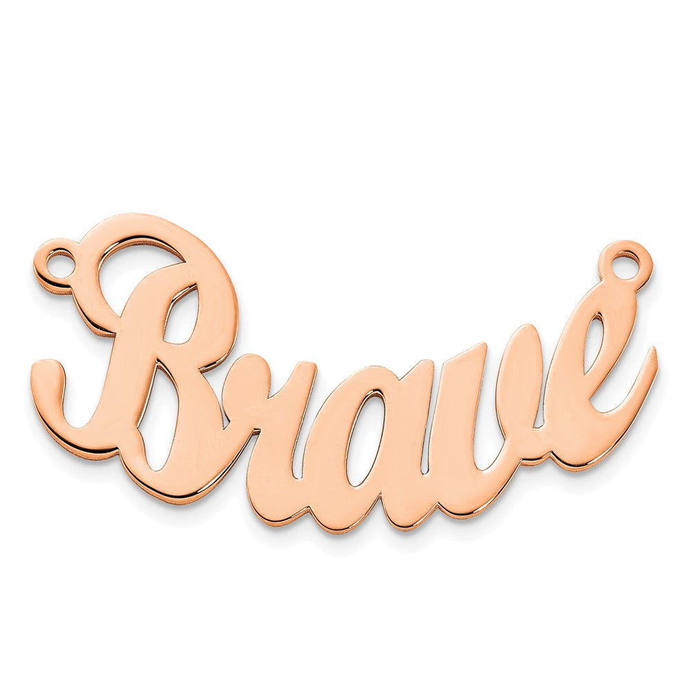 Sterling Silver Rose Gold plated Polished Curved Script MT Font Name Plate