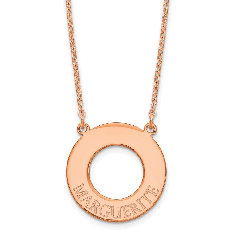 Sterling Silver Rose Gold plated Open Circle with 1 Name Necklace