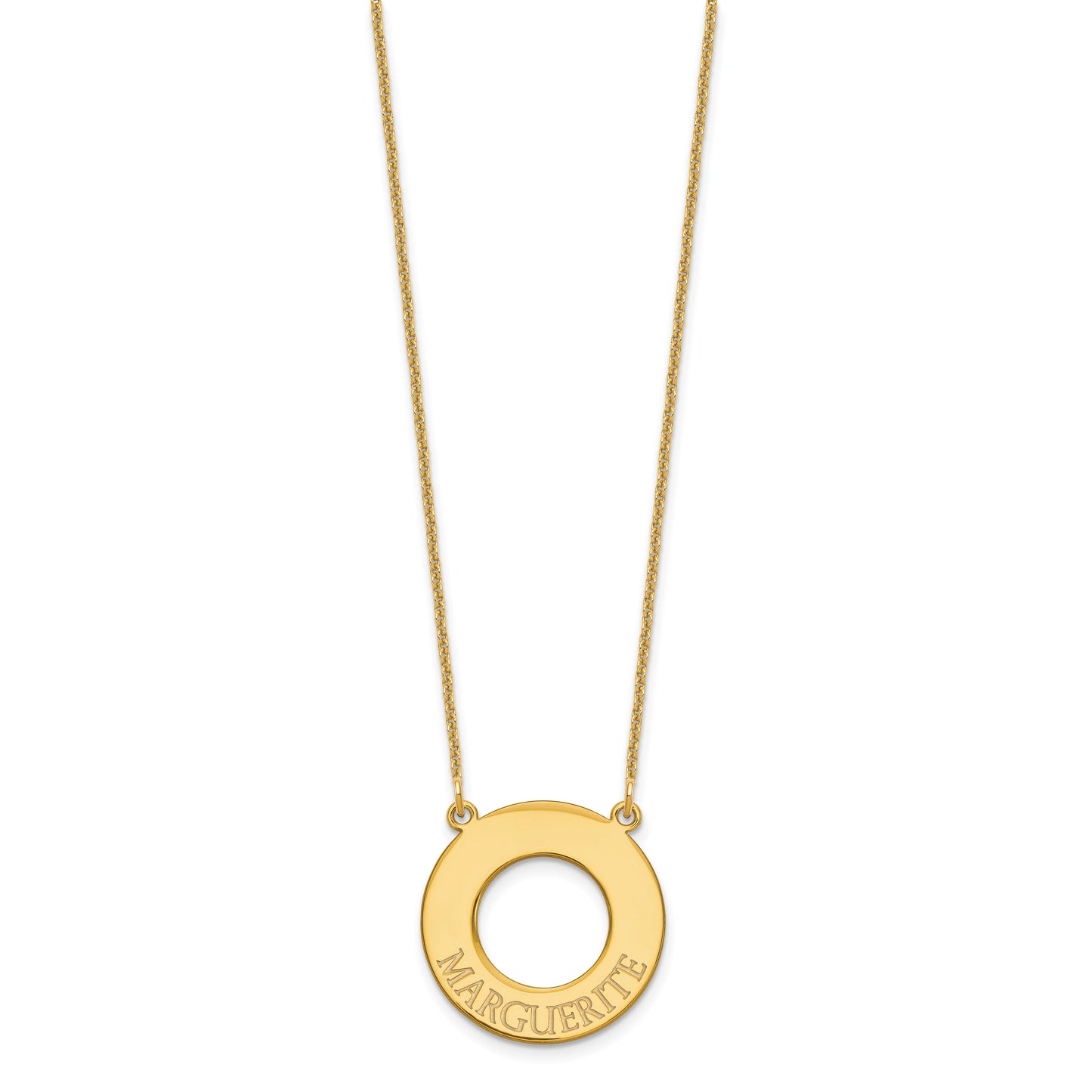 14K Yellow Gold Open Circle with 1 Name Necklace