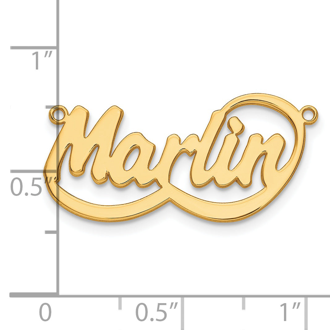 Sterling Silver Gold plated Polished Bellamy Font Name Plate