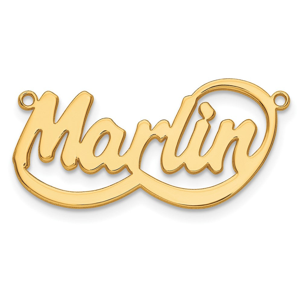 Sterling Silver Gold plated Polished Bellamy Font Name Plate