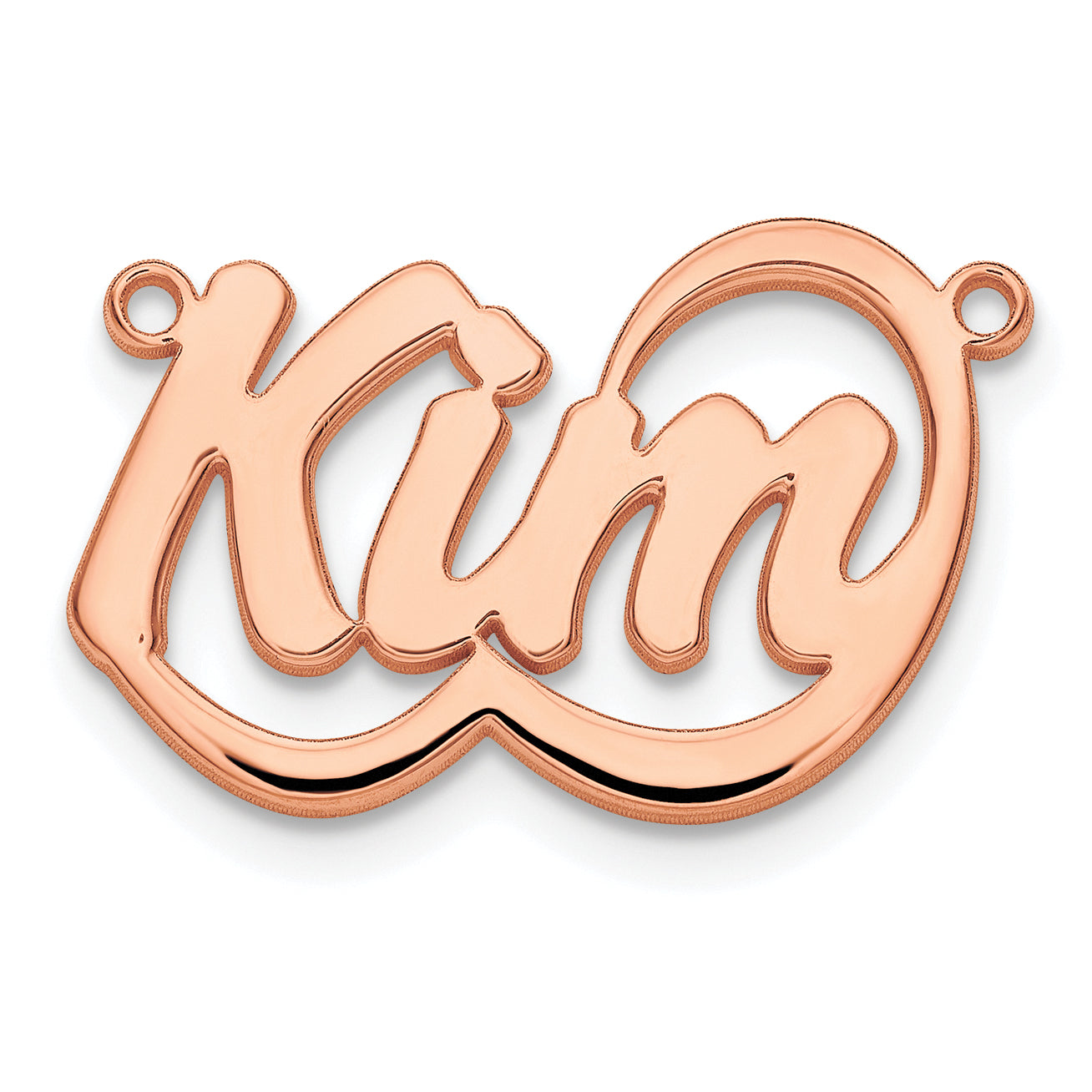 Sterling Silver Rose Gold plated Polished Bellamy Font Name Plate