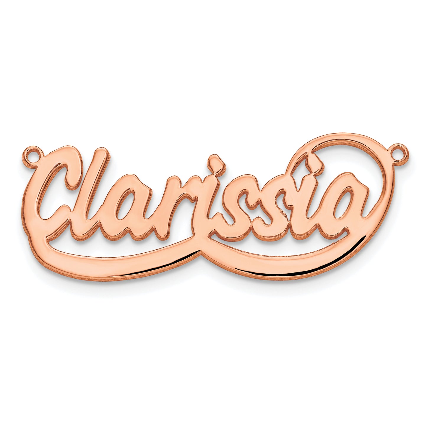 Sterling Silver Rose Gold plated Polished Bellamy Font Name Plate
