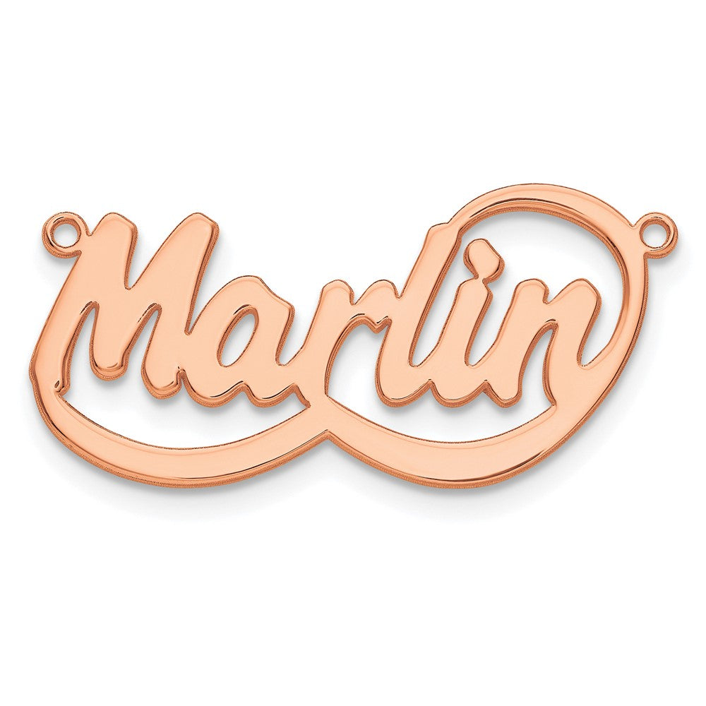 Sterling Silver Rose Gold plated Polished Bellamy Font Name Plate