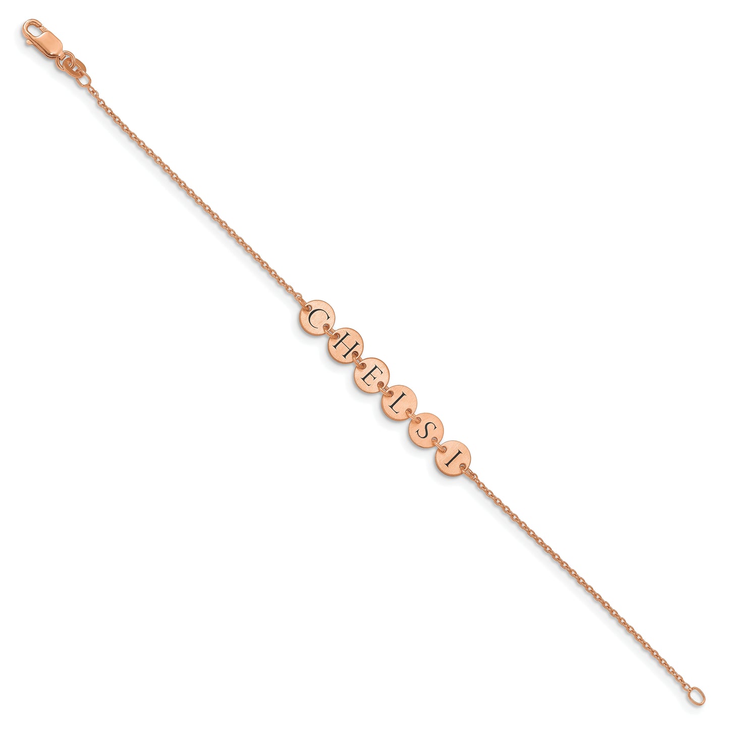 14K Rose Gold Enameled Disk Letter Bracelet