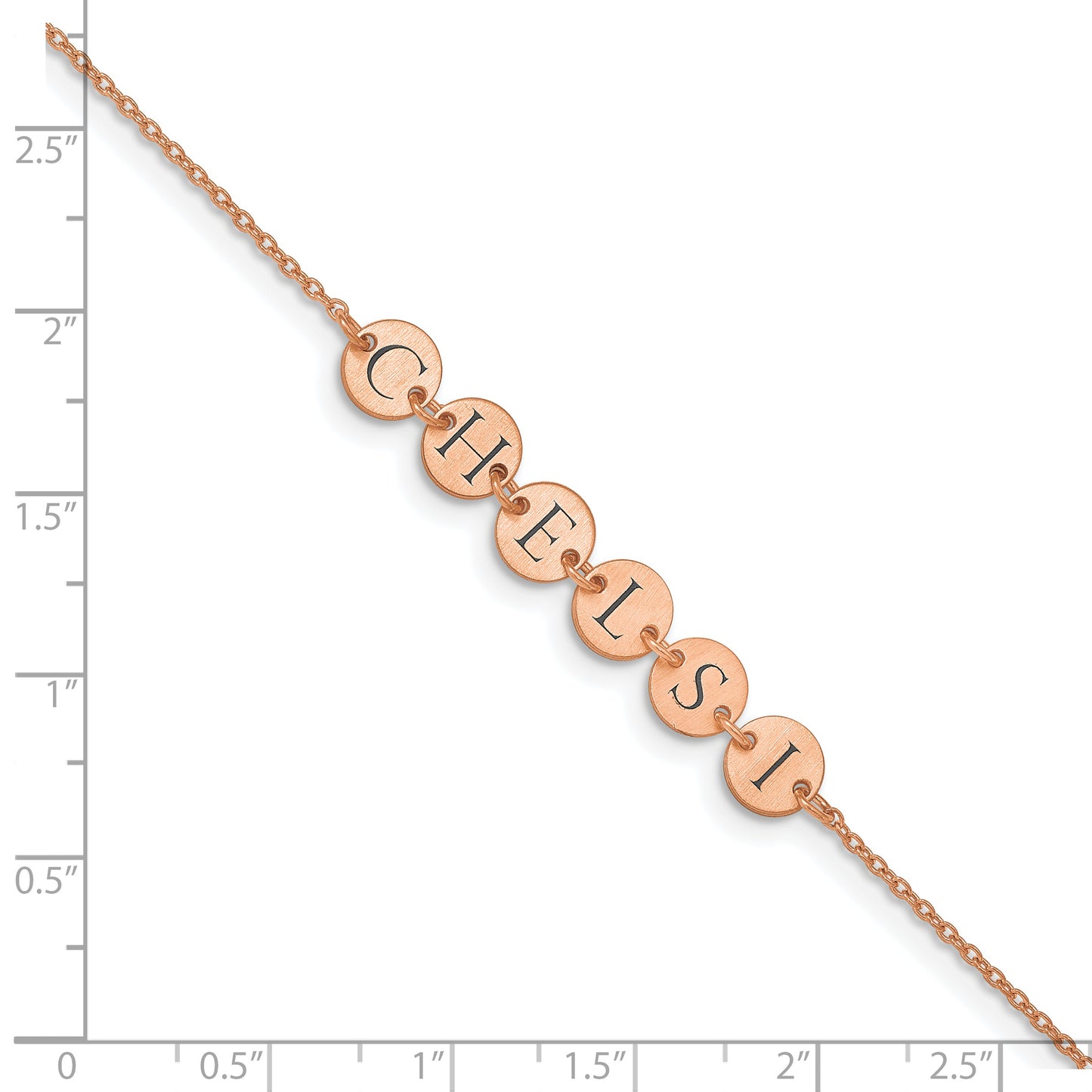 Sterling Silver Rose Gold plated Enameled Disk Letter Bracelet