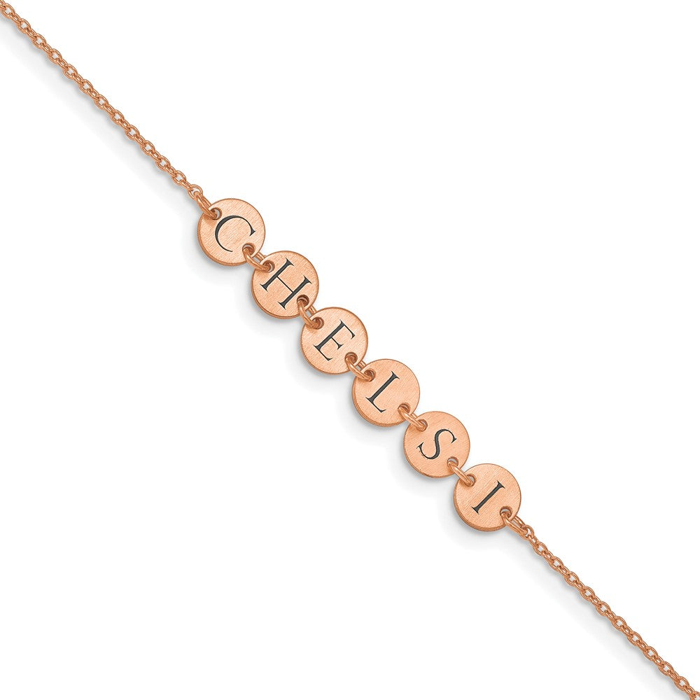 Sterling Silver Rose Gold plated Enameled Disk Letter Bracelet