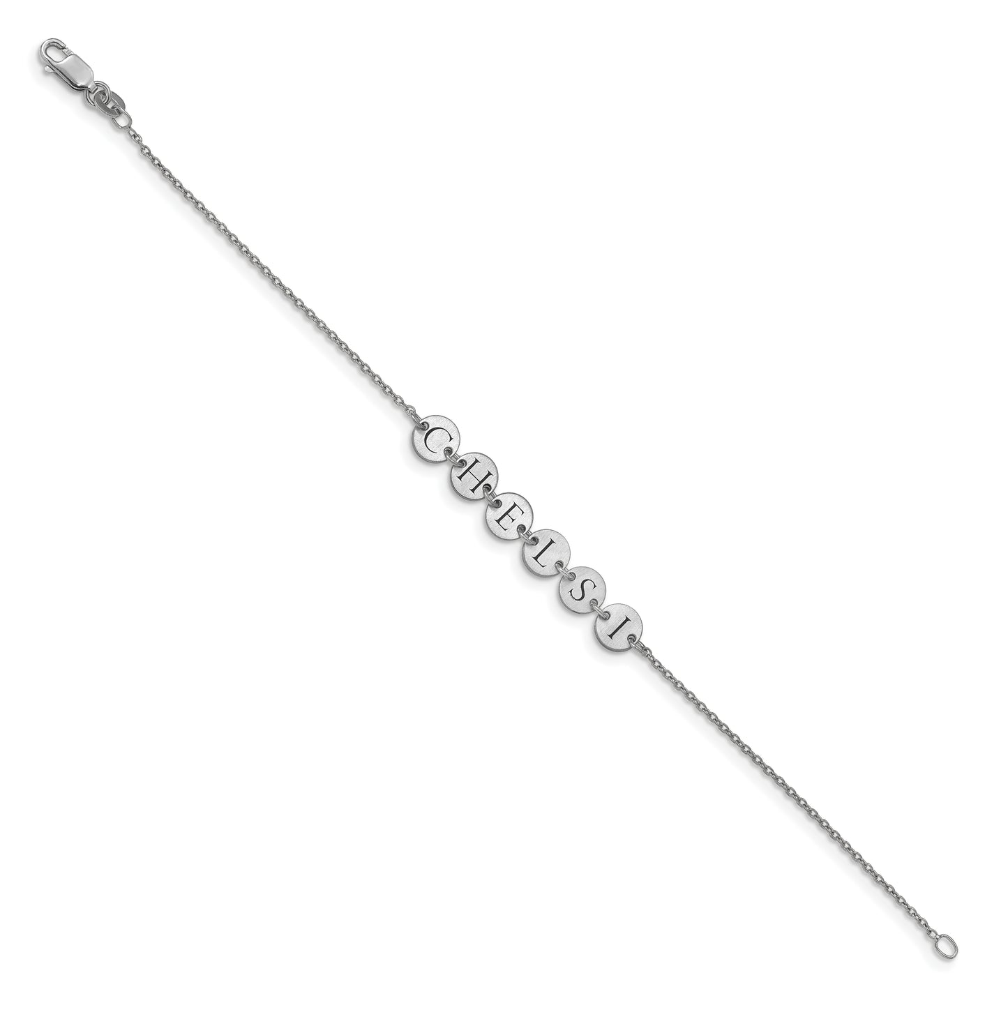 14K White Gold Enameled Disk Letter Bracelet