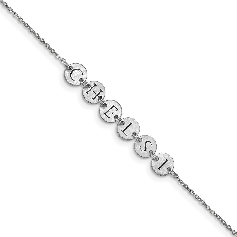 10K White Gold Enameled Disk Letter Bracelet