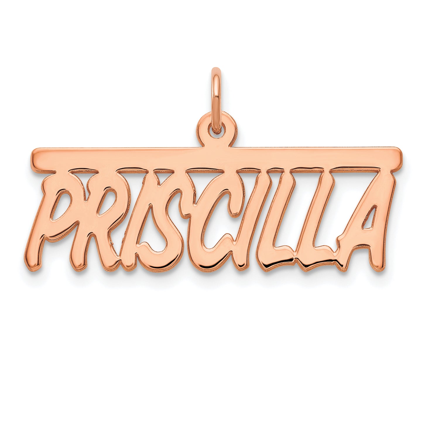 Sterling Silver Rose Gold plated Polished Bellamy Font Name Plate