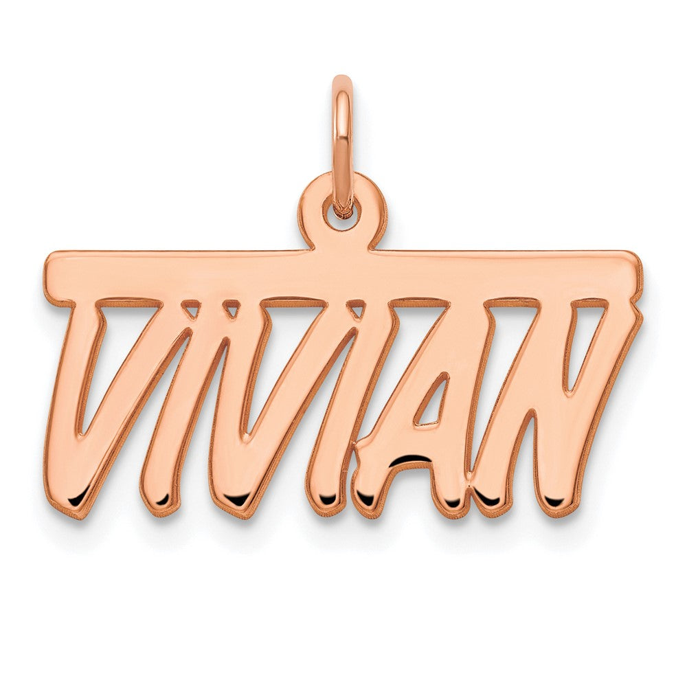 Sterling Silver Rose Gold plated Polished Bellamy Font Name Plate