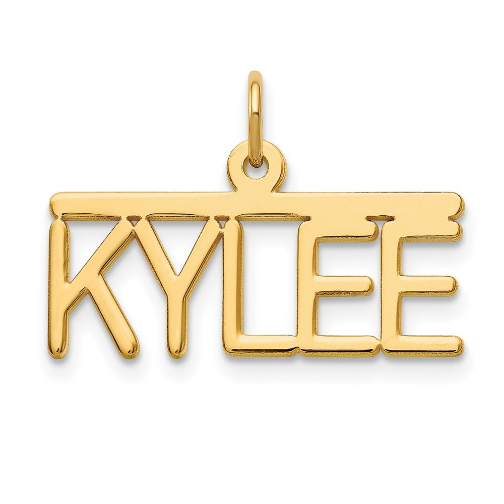 Sterling Silver Gold Plated Polished Arial Rounded Font Name Plate