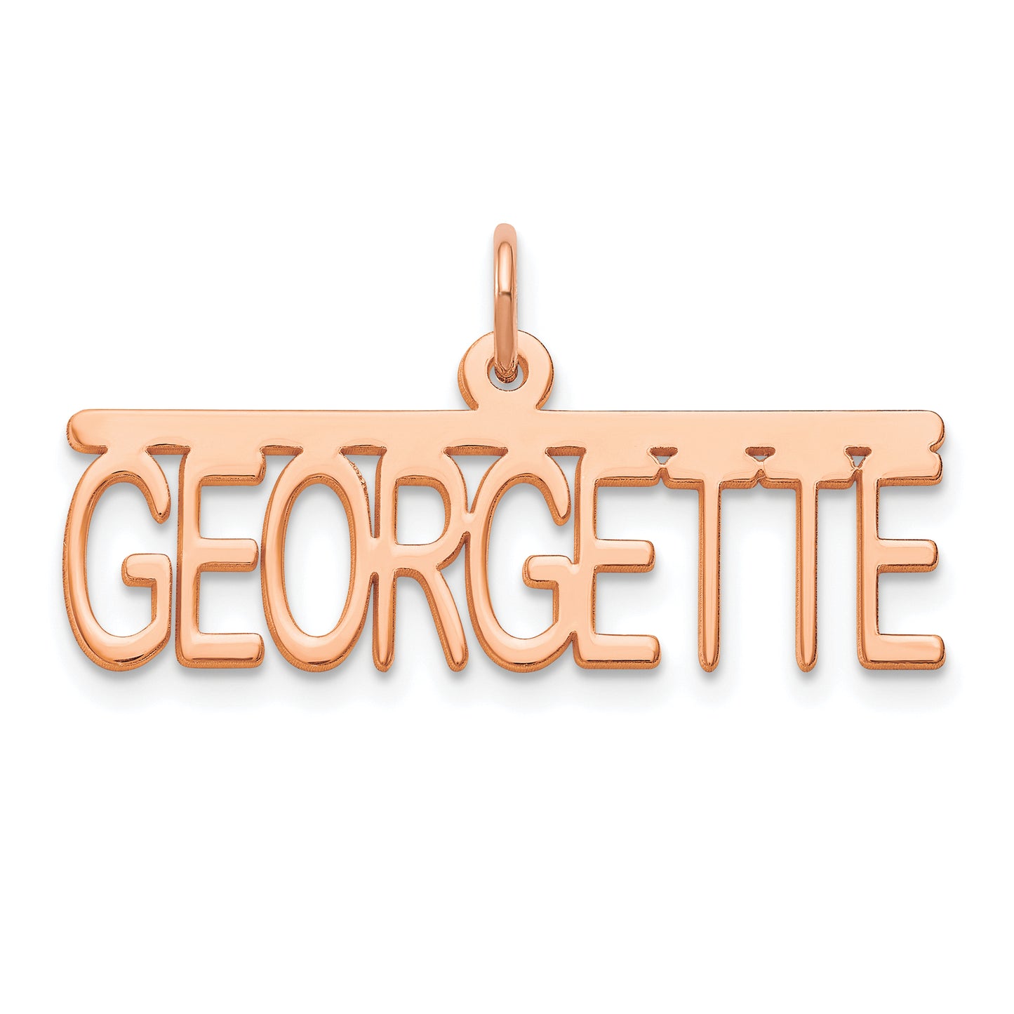 Sterling Silver Rose Gold plated Polished Arial Rounded Font Name Plate