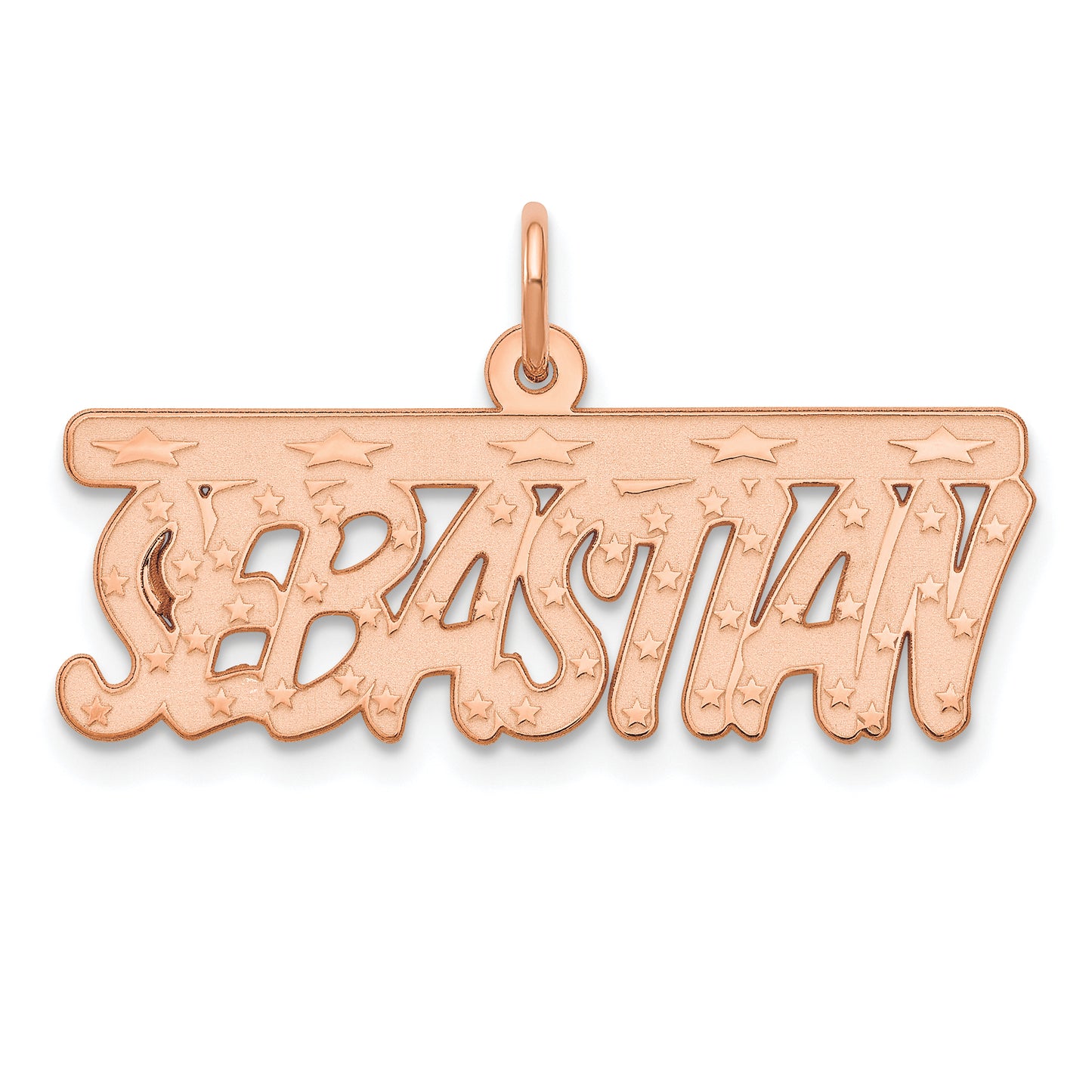 Sterling Silver Rose Gold plated Satin Bellamy Font Name Plate