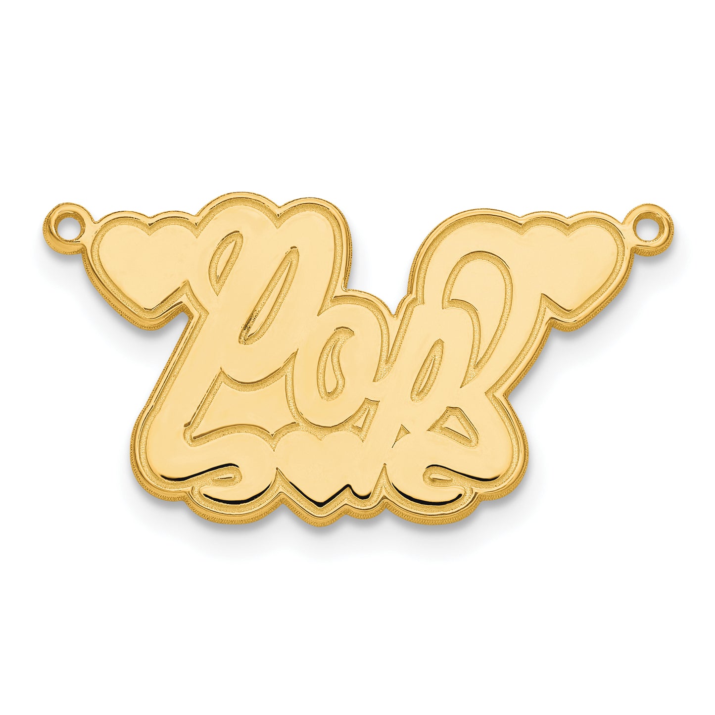 Sterling Silver Gold plated Etched Hearts Name Plate