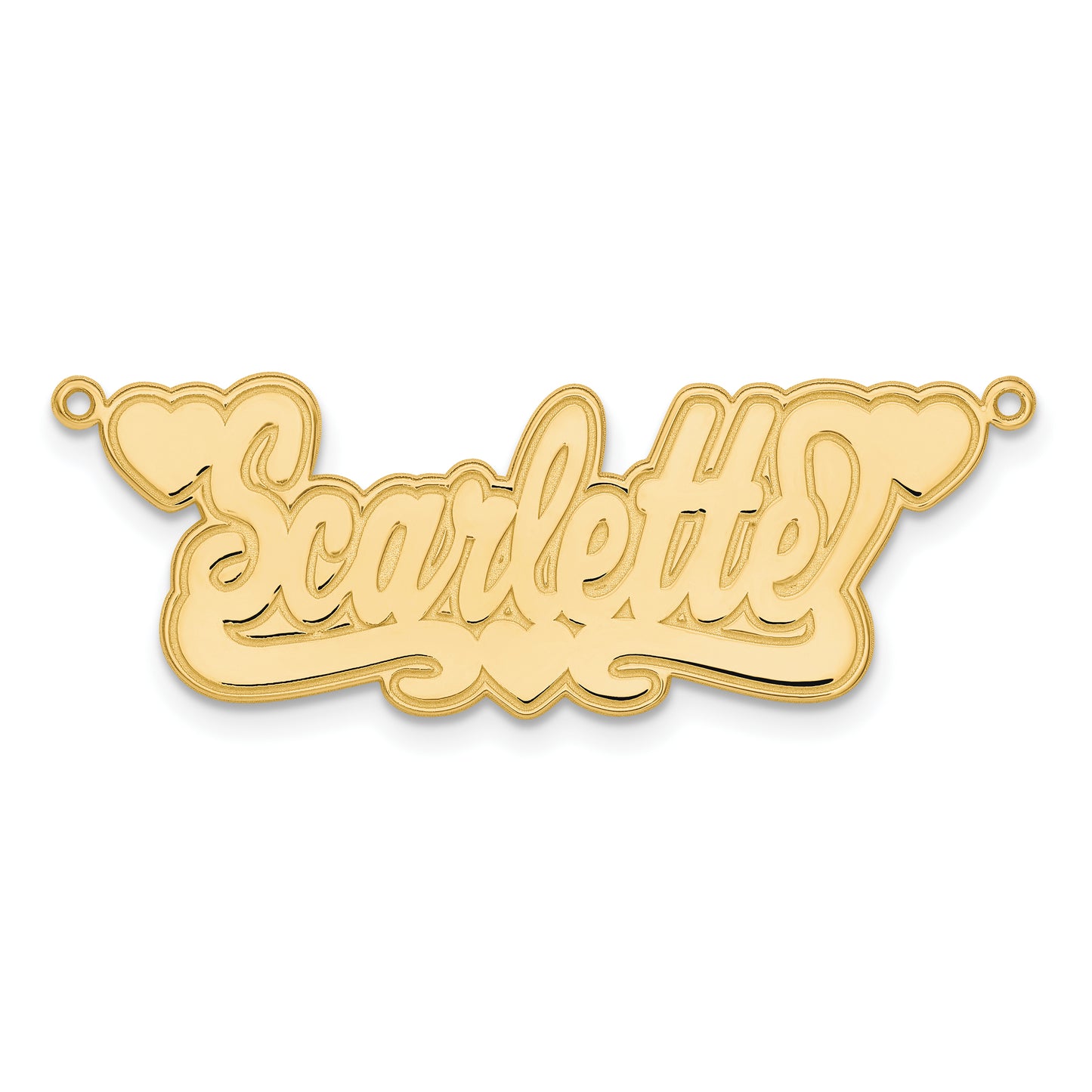Sterling Silver Gold plated Etched Hearts Name Plate