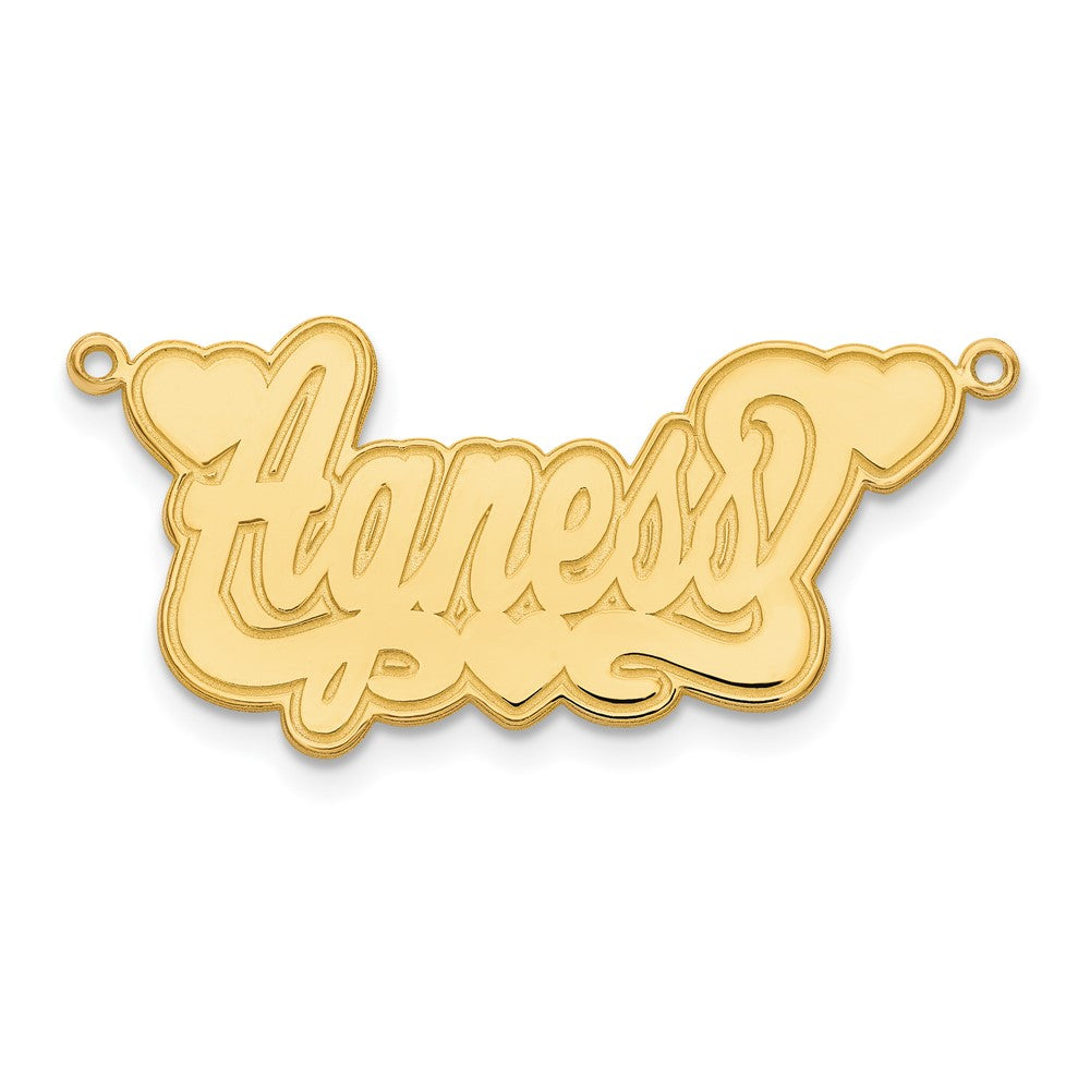 Sterling Silver Gold plated Etched Hearts Name Plate