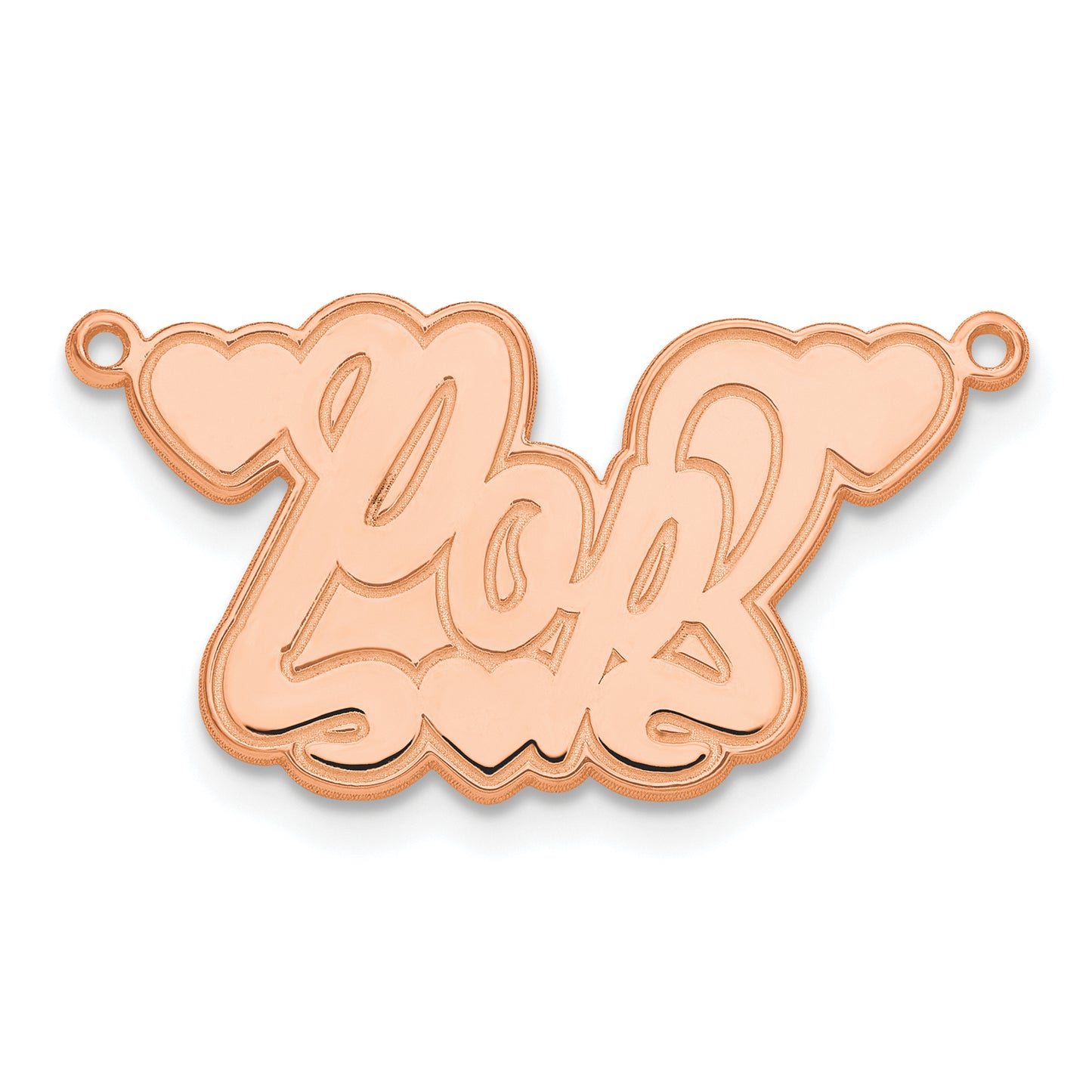 14K Rose Gold Etched Hearts Name Plate