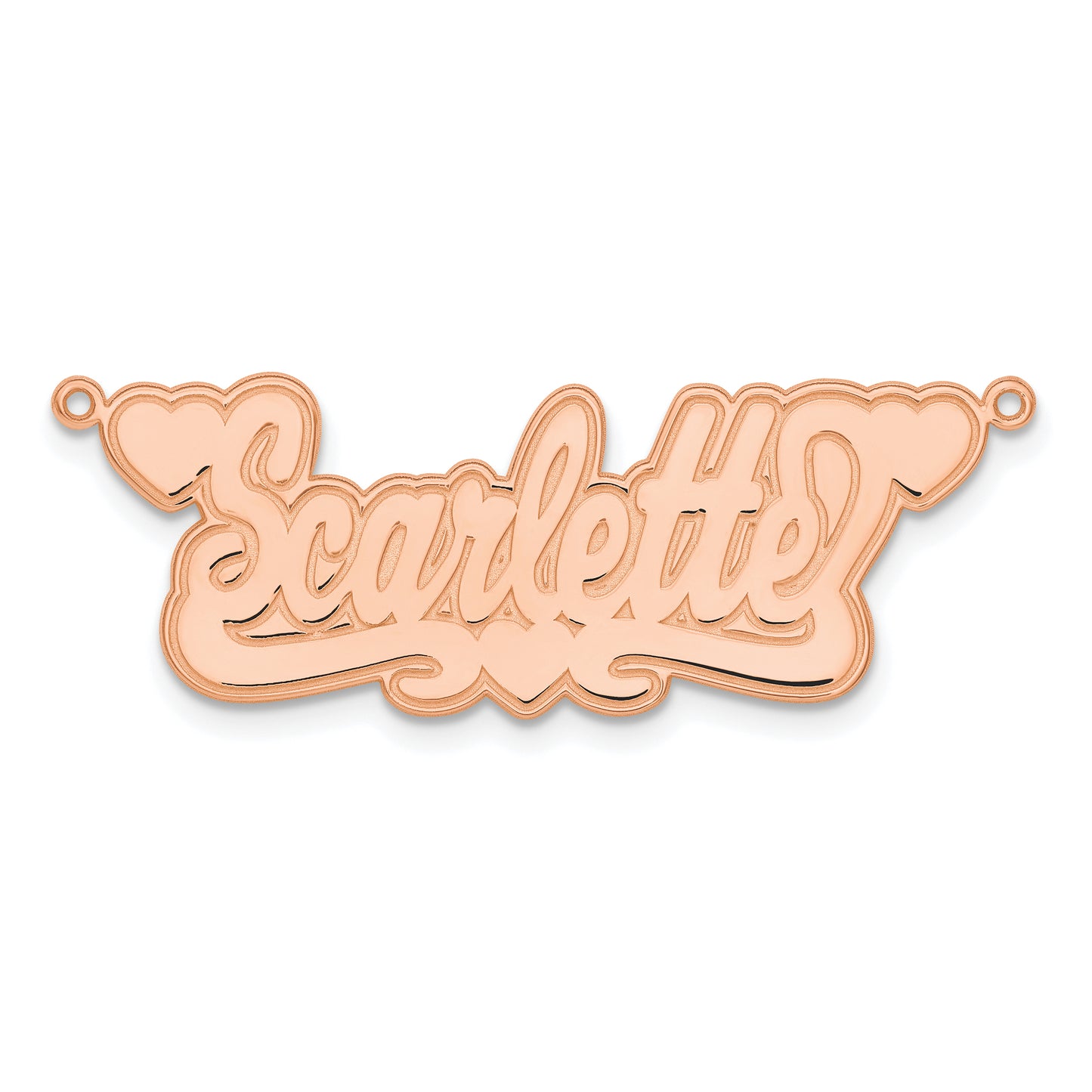 Sterling Silver Rose Gold plated Etched Hearts Name Plates