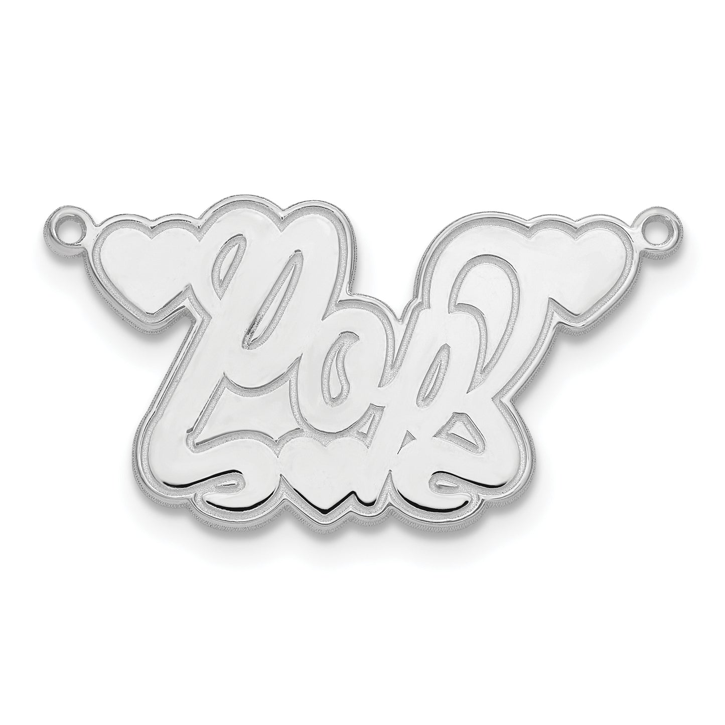 14K White Gold Etched Hearts Name Plate