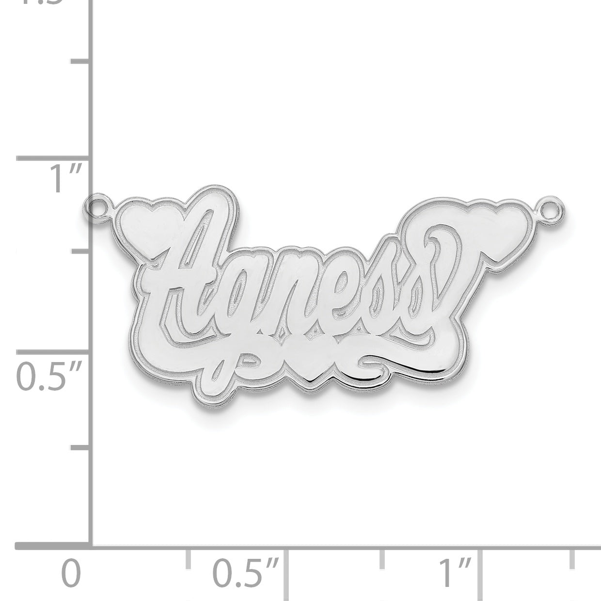 Sterling Silver Rhodium plated Etched Hearts Name Plated