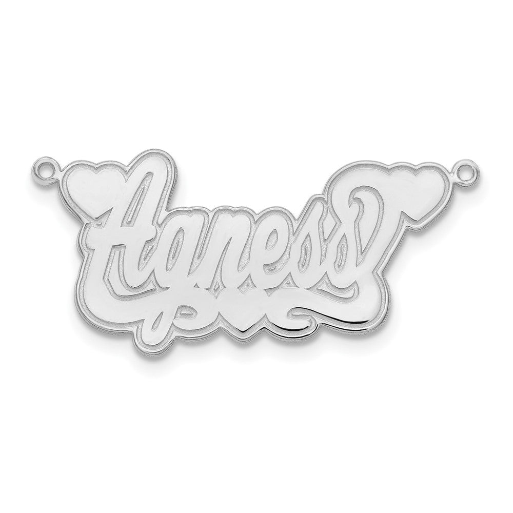 Sterling Silver Rhodium plated Etched Hearts Name Plated