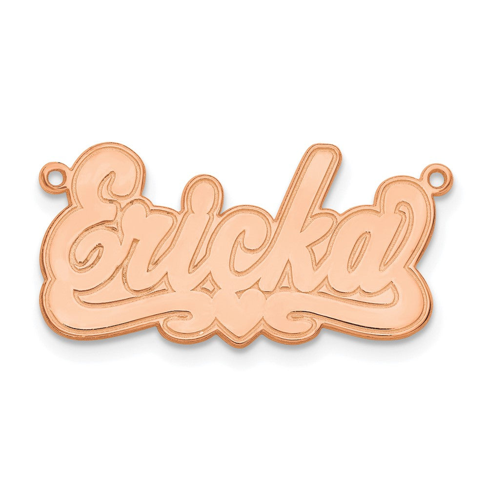 Sterling Silver Rose Gold plated Etched Heart Name Plate