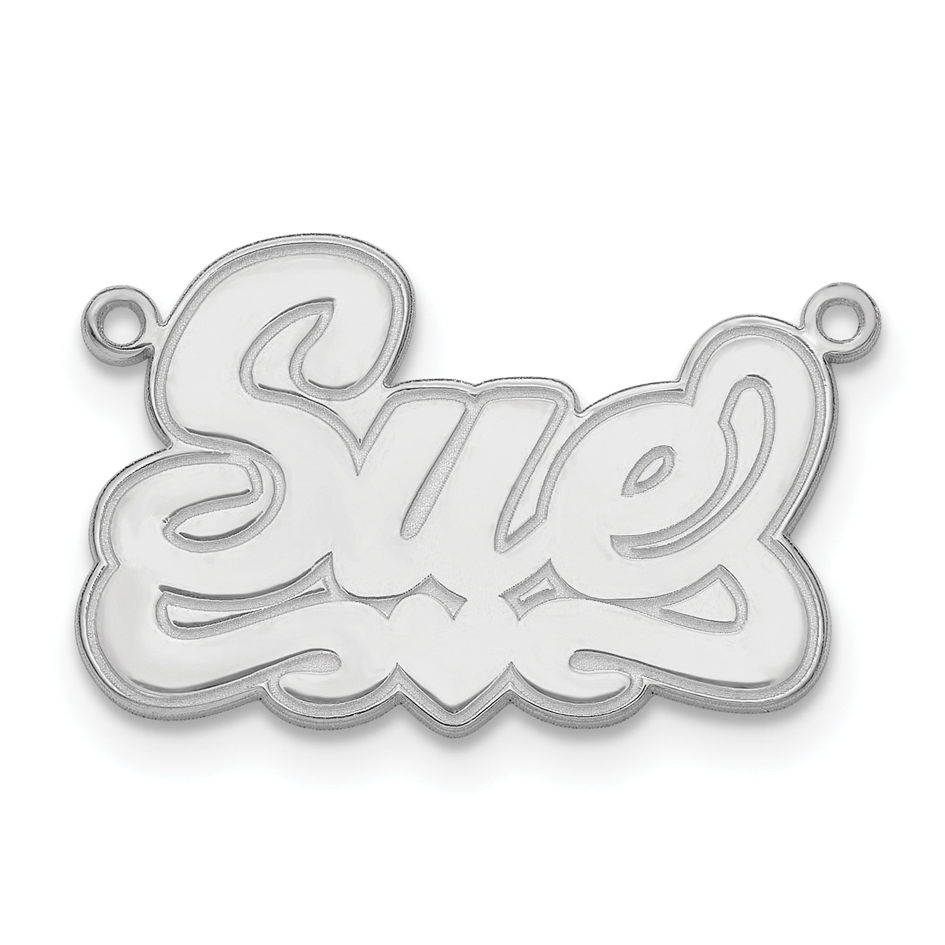 14K White Gold Etched Heart Name Plate