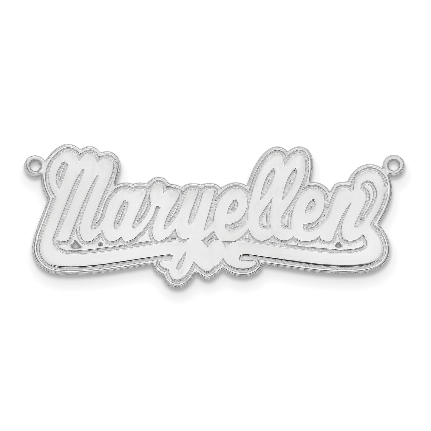 Sterling Silver Rhodium plated Etched Heart Name Plate