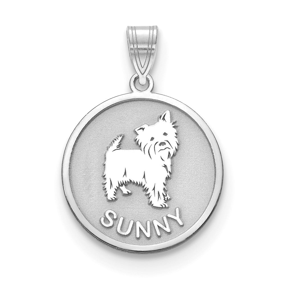 14K White Gold Personalized Dog Pendant