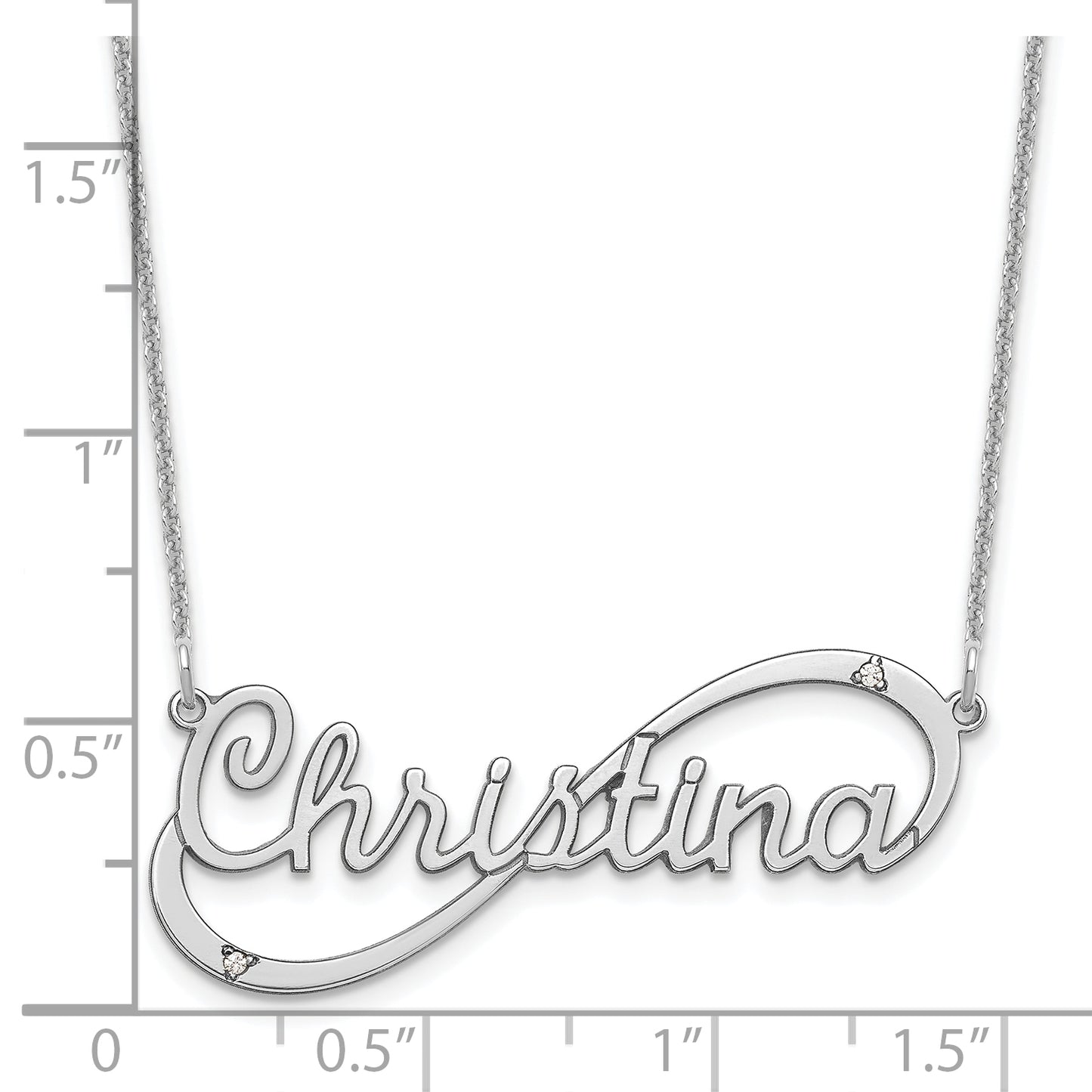 10K White Gold 1 Name Infinity with Diamonds Necklace