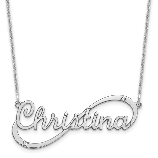 10K White Gold 1 Name Infinity with Diamonds Necklace