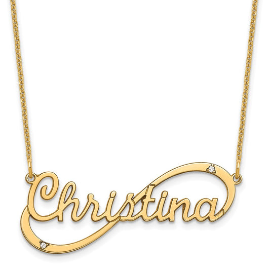 10K Yellow Gold 1 Name Infinity with Diamonds Necklace