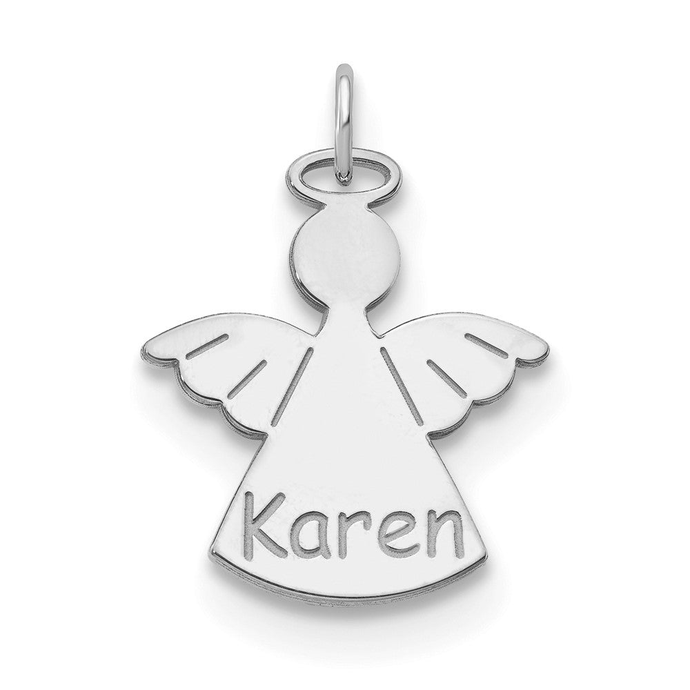 Sterling Silver Rhodium plated Personalized Angel Charm