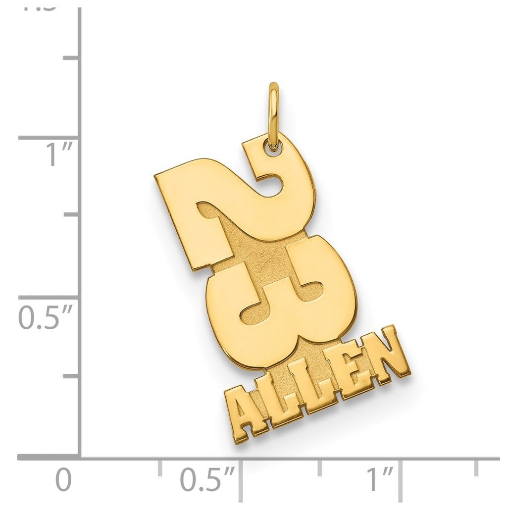 14K Yellow Or White Or Rose Gold Or Sterling Silver Or Gold Plated Stacked Number and Name Charm