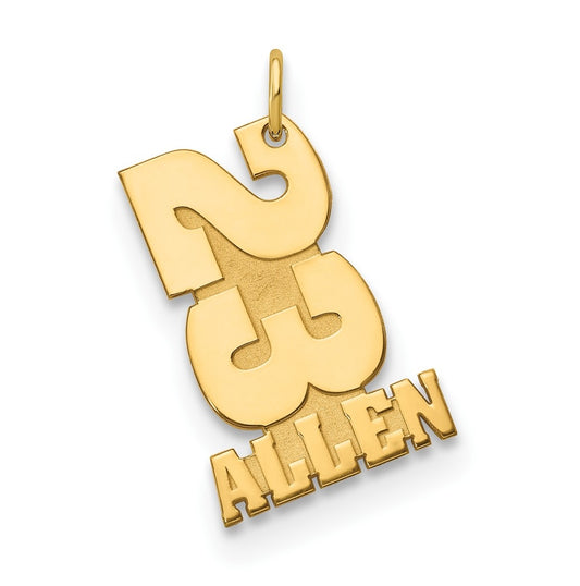 14K Yellow Or White Or Rose Gold Or Sterling Silver Or Gold Plated Stacked Number and Name Charm