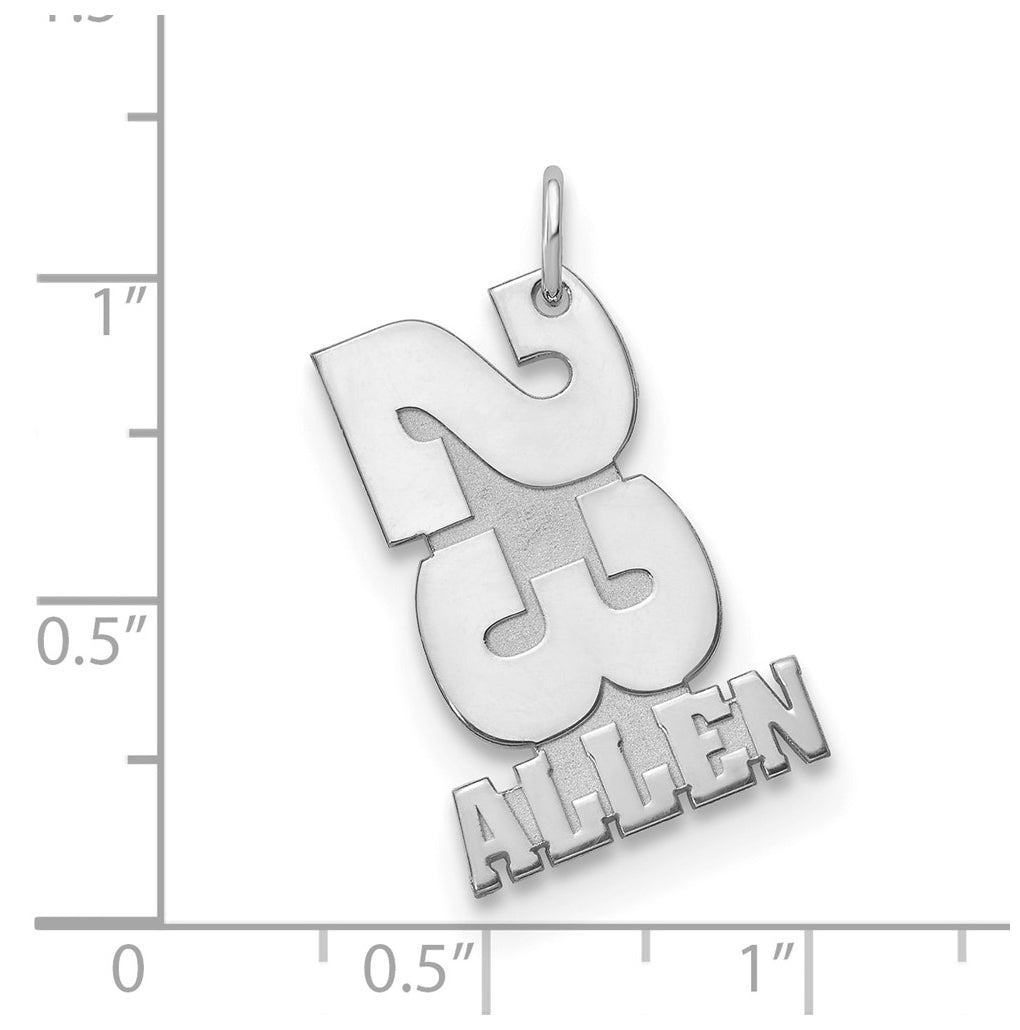 10K Yellow Or White Gold Stacked Number and Name Charm