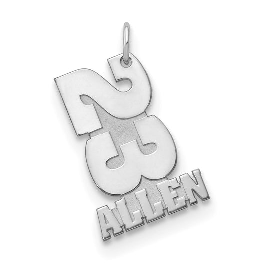 10K Yellow Or White Gold Stacked Number and Name Charm