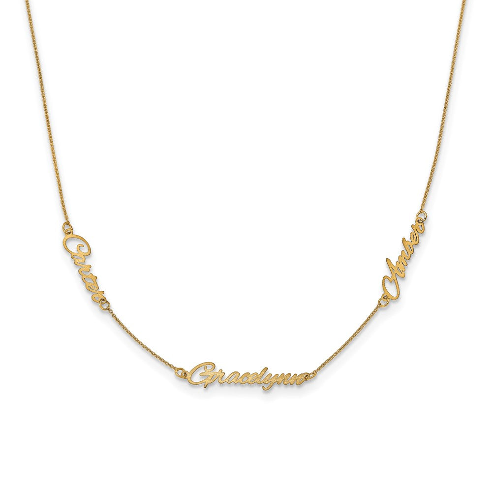 Sterling Silver Gold plated Brushed 3 Name Necklace