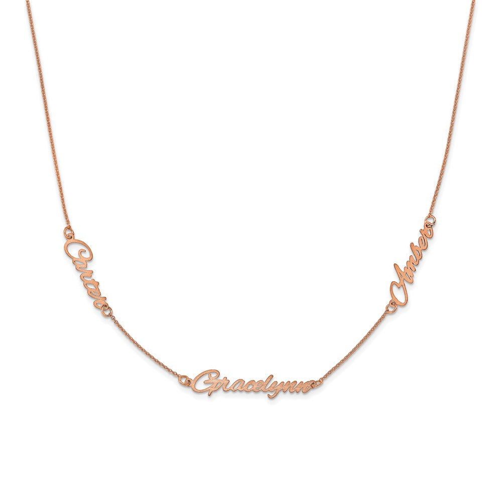 14K Rose Gold Brushed 3 Name Necklace