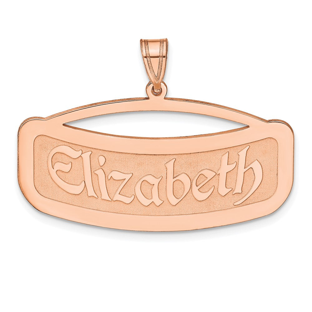 14K Rose Gold Curved Name Plate Pendant