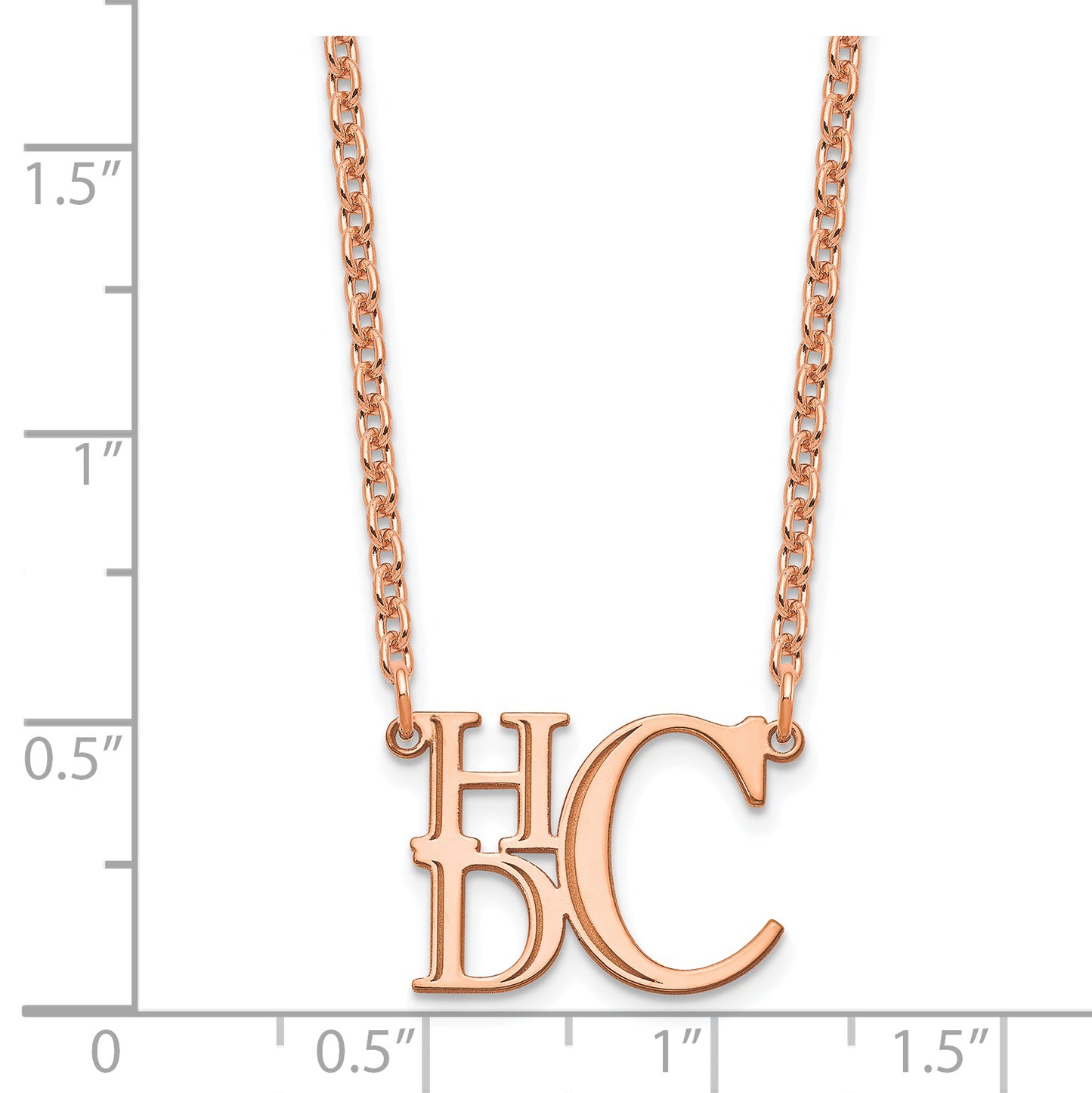 Sterling Silver Rose Gold plated Semi Stacked Monogram Necklace