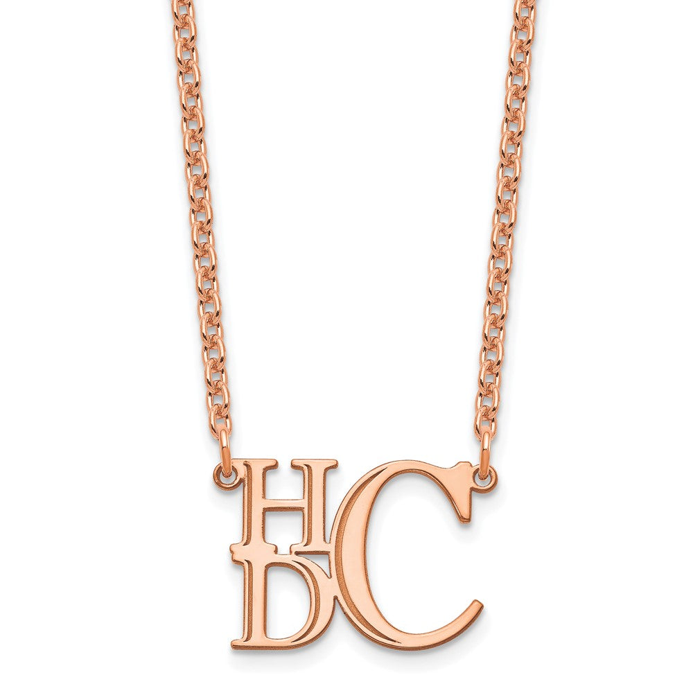 Sterling Silver Rose Gold plated Semi Stacked Monogram Necklace