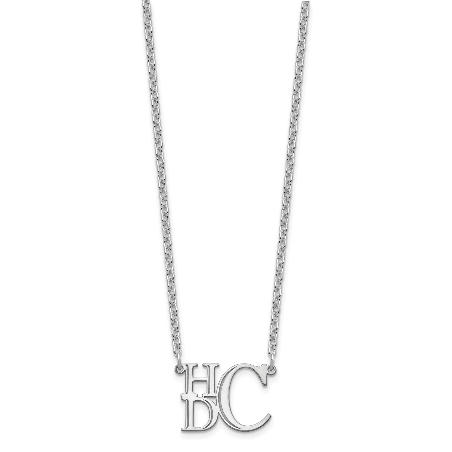 Sterling Silver Rhodium plated Semi Stacked Monogram Necklace