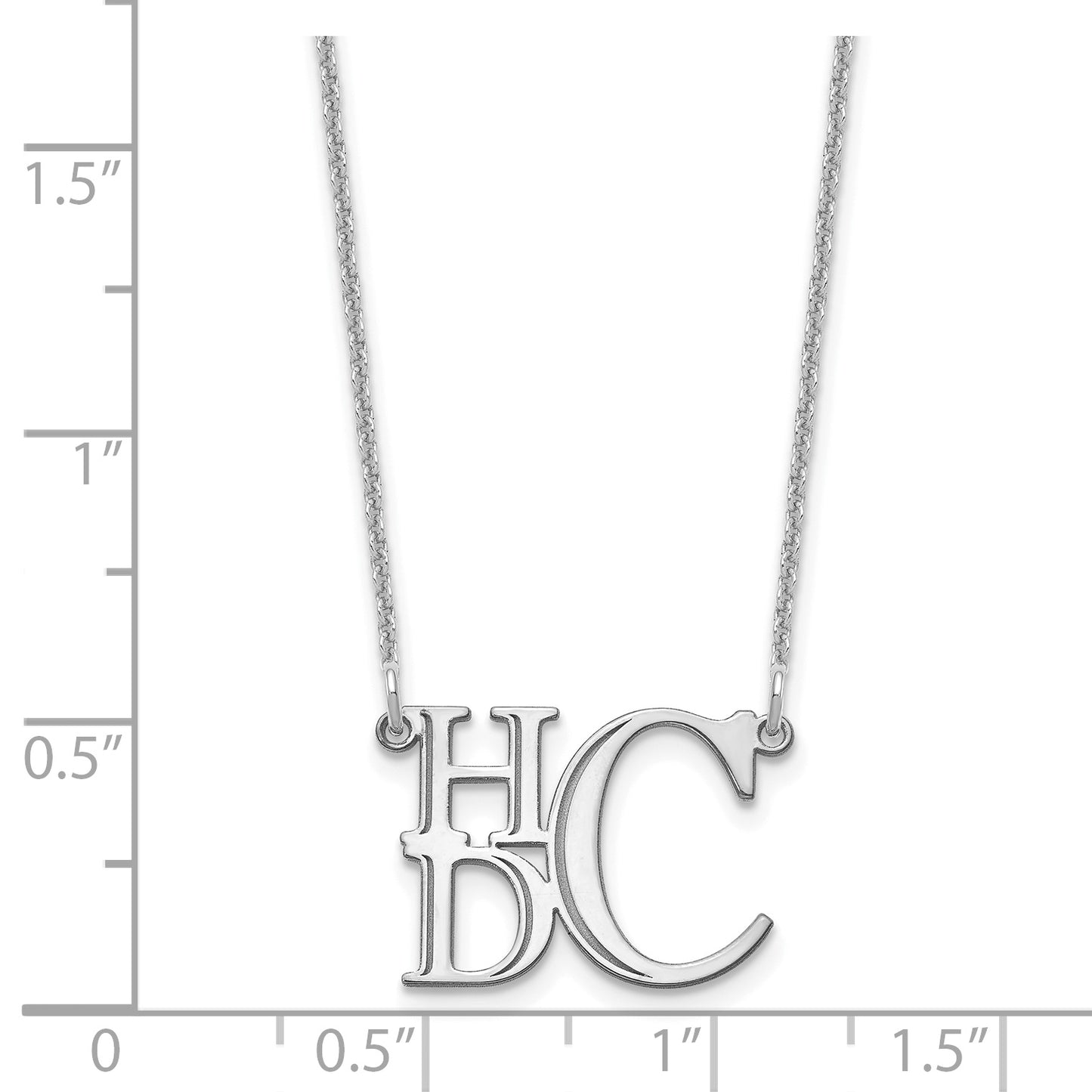 14K White Gold Semi Stacked Monogram Necklace