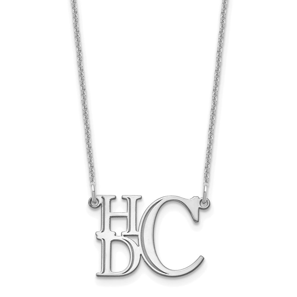 14K White Gold Semi Stacked Monogram Necklace