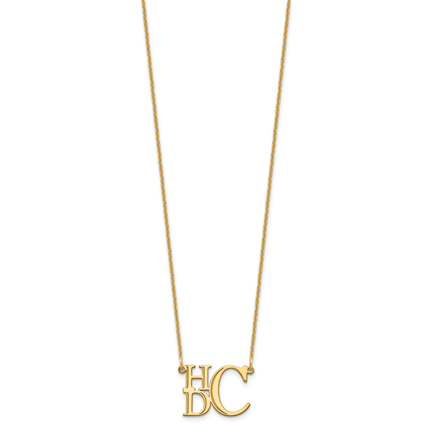 14K Yellow Gold Semi Stacked Monogram Necklace