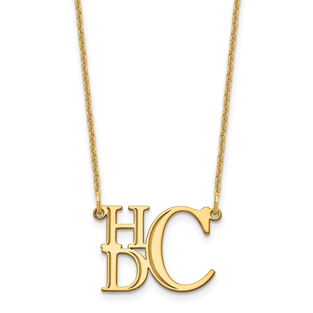 14K Yellow Gold Semi Stacked Monogram Necklace
